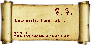 Haszonits Henrietta névjegykártya